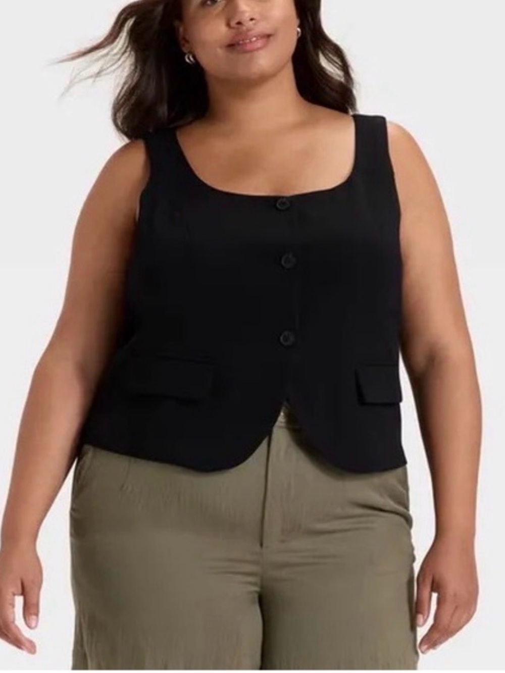 NWT A New Day Black Scoop 3 Button Vest Size XXL